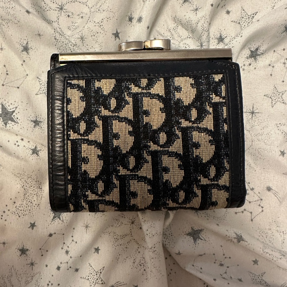 Dior Black and Cream Patterned Wallet